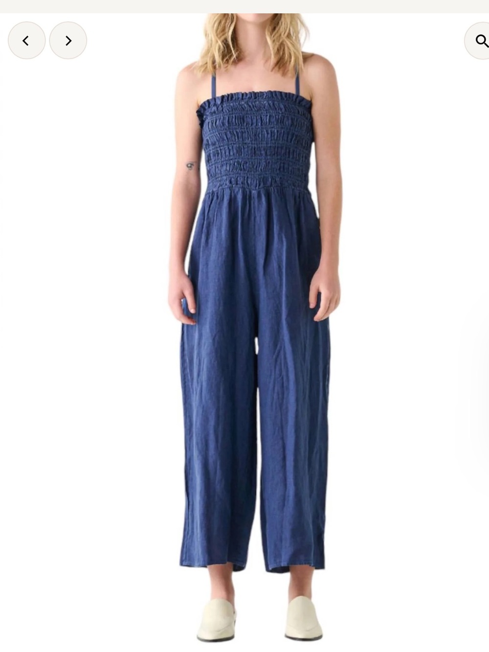 Dex Navy Smocked Strap Jumpsuit